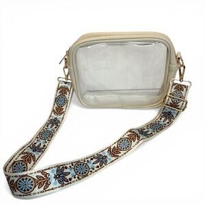 Clear Stadium Crossbody Bag Beige Transparent Concert Festival Approved Purse